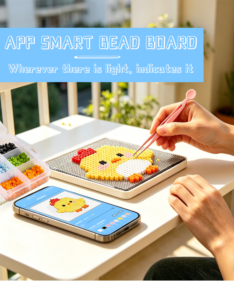 Smart LED Light up Perler Beads Board Fuse Beads Activity Kit with Light Guide for Kids DIY Art Craft Educational Toy（images 1）